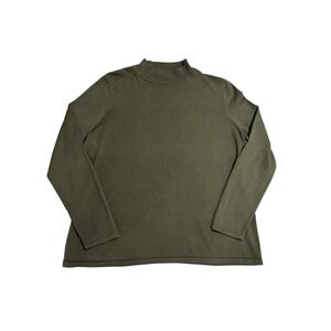 Pendelton, Women's 1X, Silk Blend Long Sleeve, Mock Neck Shirt, Green